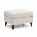 Polsterhocker Fußhocker rechteckig 80 x 60 x 45 cm mit Polyesterbezug und Gummibaum-Massivholzfüßen Creme