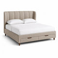 Stauraumbett Polsterbett 180 x 200 cm mit 2 Schubladen Polyester Beige