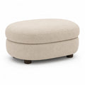 Gepolsterter Fußhocker oval 90 x 70 x 45 cm mit Polyester-Bouclé in Beige