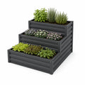 3-stufiges Hochbeet aus verzinktem Stahl rechteckig anthrazit 120 x 80 x 90 cm
