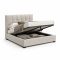 Stauraumbett 160 x 200 cm mit Gasdruckfeder Polyesterbezug rechteckig Beige