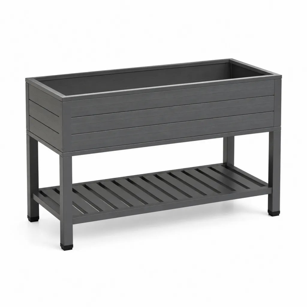 Hochbeet Pflanzkasten 80 x 40 x 80 cm aus pulverbeschichtetem Stahl rechteckig anthrazit