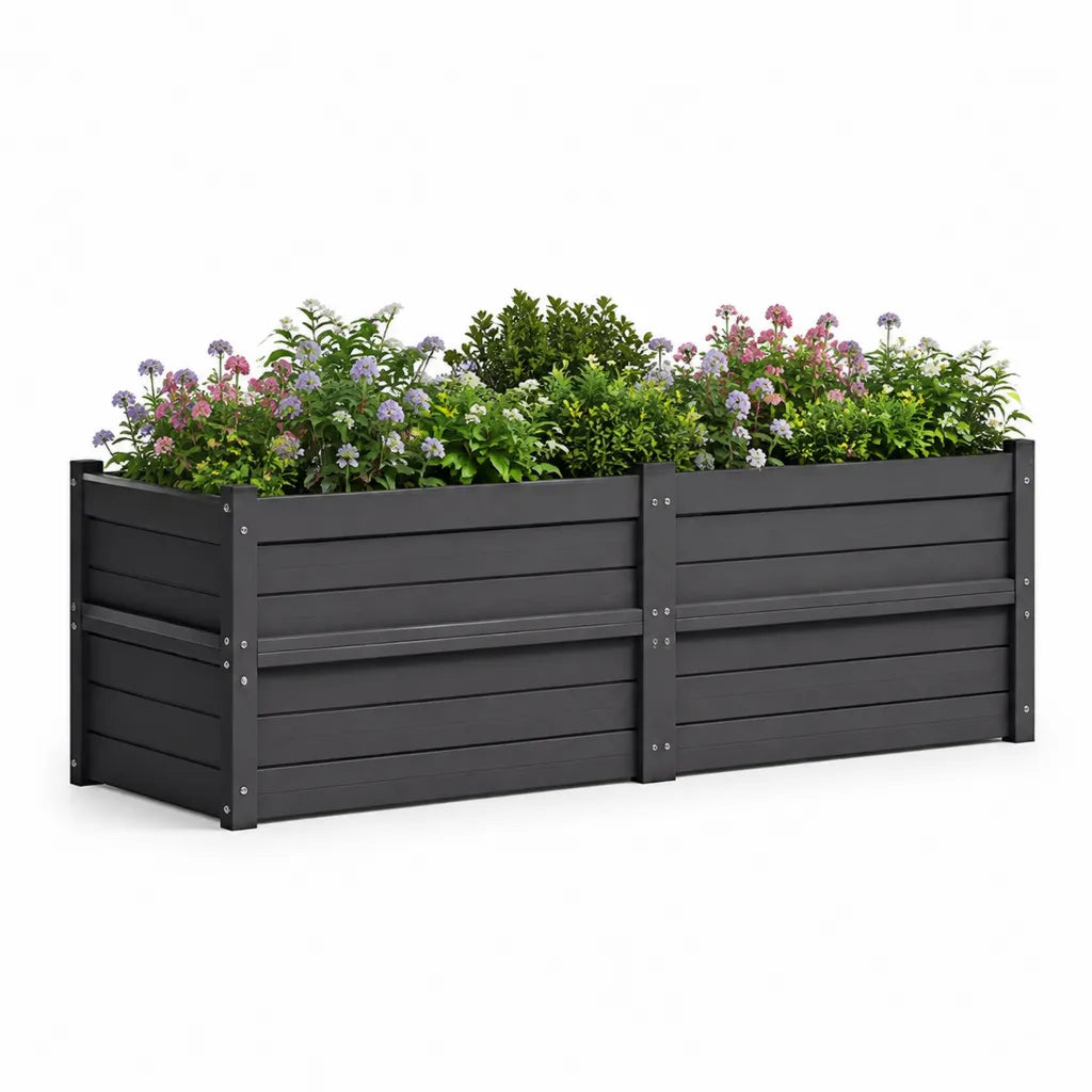 Hochbeet Pflanzkasten 200 x 100 x 54 cm WPC rechteckig anthrazit