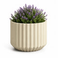 Blumentopf Pflanzgefäß aus Polypropylen rund gerippt cremeweiß 30 x 30 x 28 cm