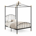 Himmelbett Metallbett 160 x 200 cm aus Stahl Schwarz Goldfarben