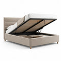 Polsterbett Stauraumbett 160 x 200 cm Polyester rechteckig Beige mit Gasdruckfeder und Lattenrost