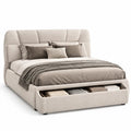 Stauraumbett Polsterbett 180 x 200 cm Polyester rechteckig Beige
