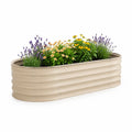 Hochbeet aus verzinktem Stahlblech oval Beige 240 x 90 x 60 cm