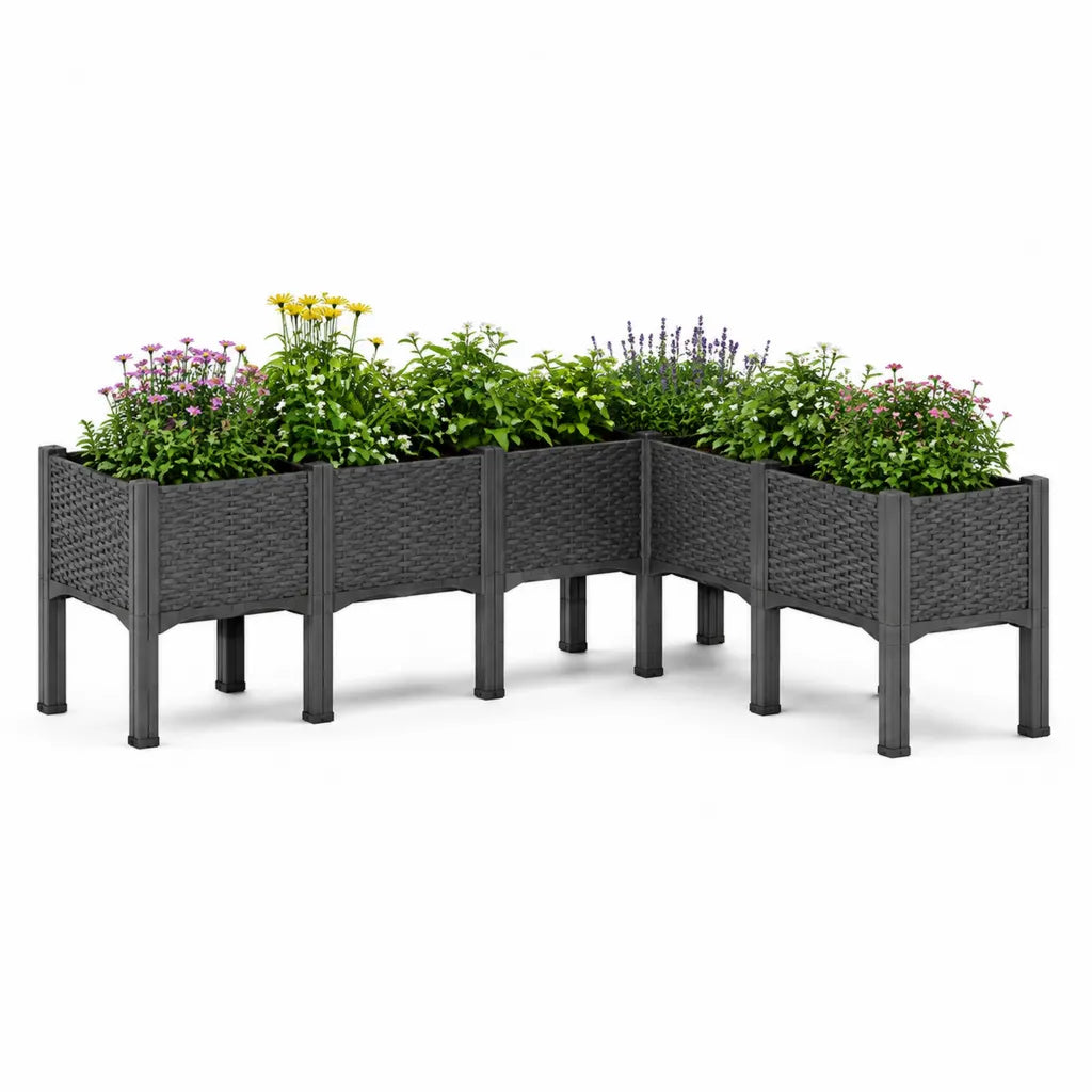 3er-Set Hochbeet Pflanzkübel 80 x 40 x 70 cm PP-Kunststoff rechteckig Anthrazit